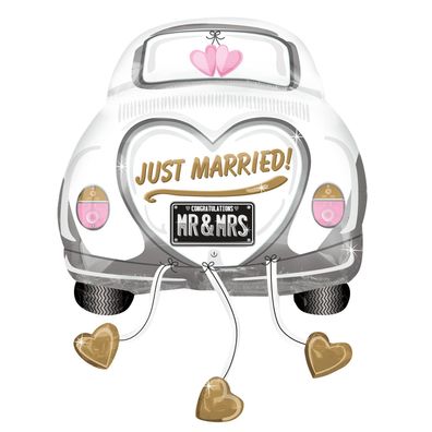 amscan® 4358475 Folienballon Hochzeit Auto Just married - 58 x 79 cm