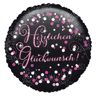 amscan® 3771501 Folienballon Herzlichen Glückwunsch pink - Ø 43 cm