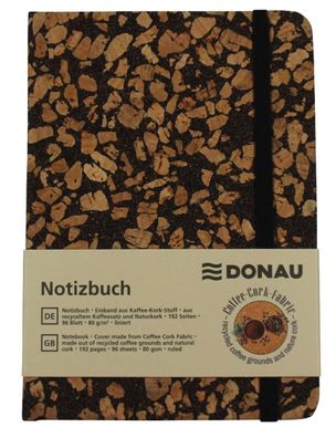 DONAU 1350108-02 Notizbuch - A6, liniert, 96 Blatt, Recycling Kaffee-Kork-Stoff