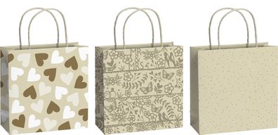 Stewo 2543 5339 99 Geschenktragetasche Hochzeit Anouk 3er Set - 20 x 20 x 8 cm, Zucke