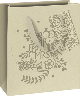 Stewo 2543 5339 80 Geschenktragetasche Hochzeit Anouk - 18 x 21 x 8 cm, Zuckerrohrpap