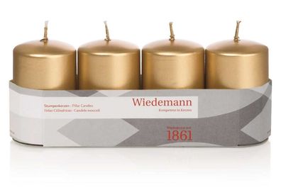 Wiedemann 218162.026 Stumpenkerze - 80 x 50 mm, 4 Stück, gold