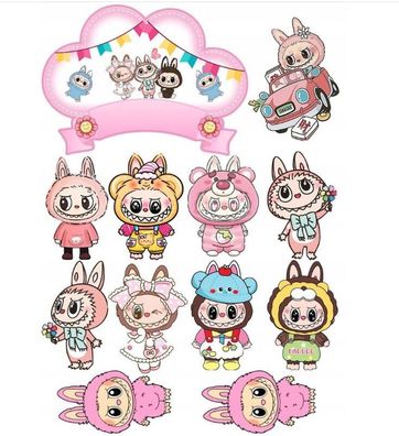 Labubu Essbar Maskottchen Tortenaufleger Torte Geburstag Zuckermasse + NAME