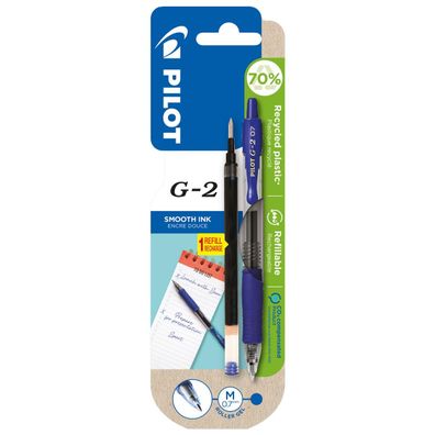 PILOT BL-G2-7-L/BLS-G2-7-L G2 Gelschreiber blau/transparent 0,4 mm, Schreibfarbe: bla
