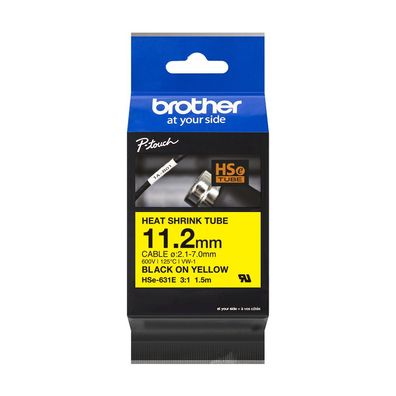 brother HSE631E Schrumpfschlauch 11,2 mm schwarz auf gelb