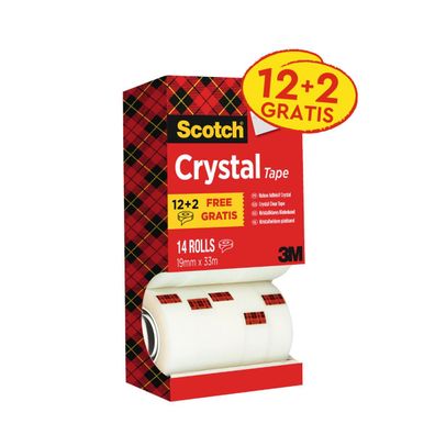 Scotch 6-1933R14 12 + 2 GRATIS: Scotch Crystal Klebefilm kristall-klar 19,0 mm x 33,0