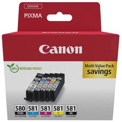 Canon 2078C007 PGI-580 PGBK/CLI-581 BK/C/M/Y schwarz, cyan, magenta, gelb Druckerpat