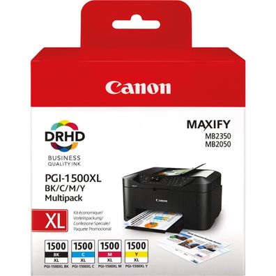Canon 9182B010 PGI-1500 XL BK/C/M/Y schwarz, cyan, magenta, gelb Druckerpatronen, 4e