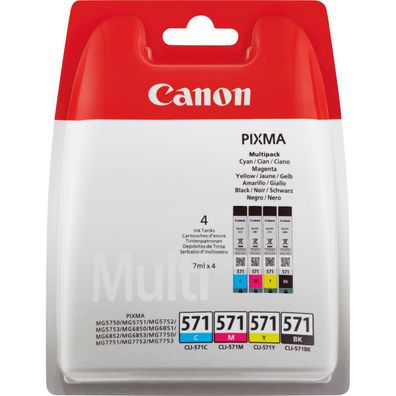 Canon 0386C008 Canon CLI-571 BK/C/M/Y schwarz, cyan, magenta, gelb Druckerpatronen,