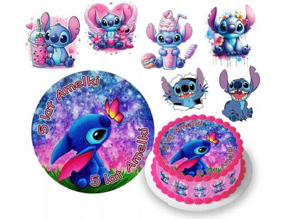 Lilo & Stitch Essbar Zuckermasse Tortenbild Tortenaufleger + 4 Muffin s05