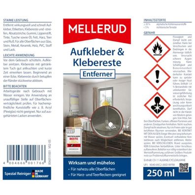 Mellerud 10929 Mellerud Aufkleber & Klebereste Etikettenlöser 250 ml