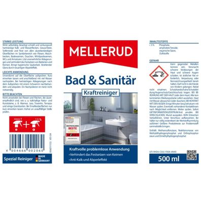 Mellerud 10943 Mellerud Bad & Sanitär Kraftreiniger Badreiniger 0,5 l