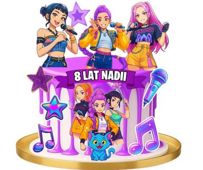 KPop Demon Hunters Essbar Huntrix Tortenaufleger Torte Geburstag Zuckermasse + NAME