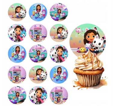 Gabby´s Dollhouse Essbar Pandy Paws 12 Muffin Zuckermasse Tortenbild Tortenaufleger