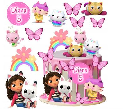 Gabby´s Dollhouse Essbar Pandy Paws Tortenaufleger Torte Geburstag Zuckermasse + NAME