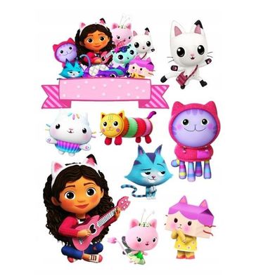 Gabby´s Dollhouse Essbar Tortenaufleger Torte Geburstag Zuckermasse + NAME g01