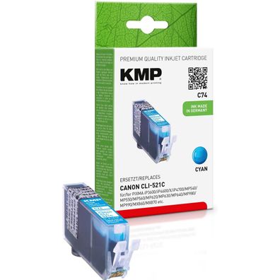 KMP Tintenpatrone C74 15100003 wie Canon CLI521C 9ml cyan