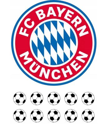 FC Bayern München Essbar Fußball Zuckermasse Tortenbild Tortenaufleger + 4 Muffin f01