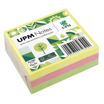 UPM Notes Haftnotiz 5854-21PG-3 Brillant 75x75mm 100Bl. sort. 3St