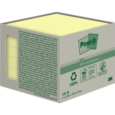 Post-it 654-1B Haftnotiz Recycling Notes 654-1B 76x76mm ge 6St