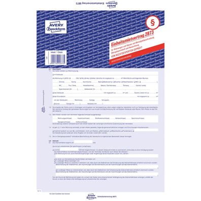 Avery Zweckform Mietvertrag 2873 A4 2x4Blatt 5 St./Pack