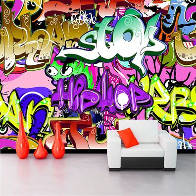 Vlies Fototapete Wandtapete Wandbilder Bunte Graffiti Tapete 1203