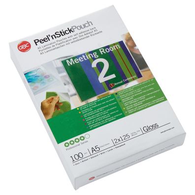 GBC Folientasche PeelNStickPouch 3747244 DIN A5 125mic 100 St./Pack