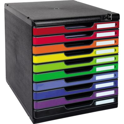 Exacompta Schubladenbox MODULO 332014D A4 10Schübe farbig + Schloss