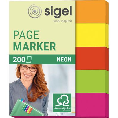 SIGEL Haftmarker Neon HN655 12x50mm 200Bl. sortiert 5 St./Pack