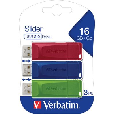 Verbatim USB-Stick Slider 49326 16GB 3St