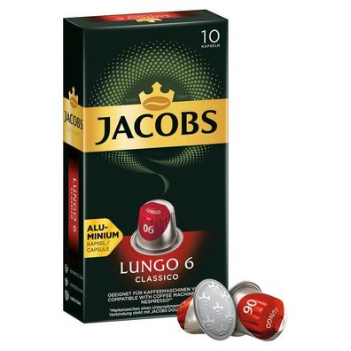 JACOBS 4057022 LUNGO Classico Kaffeekapseln, Arabica- und Robustabohnen mild, 10 Port