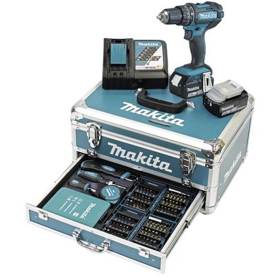 makita Akku-Schlagbohrschrauber-Set DHP482RFX9 18V/3Ah 2Akkus + Ladeger