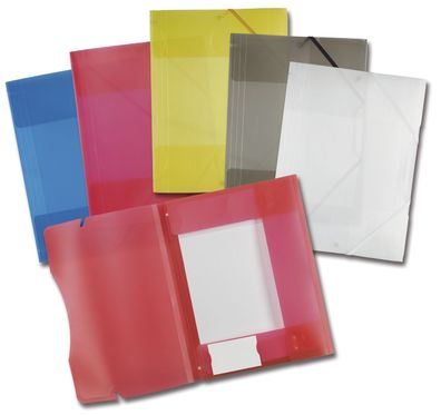 5x Folia 6989 Sammelmappe mit Gummiband, DIN A4, ransparent, 5 Farben