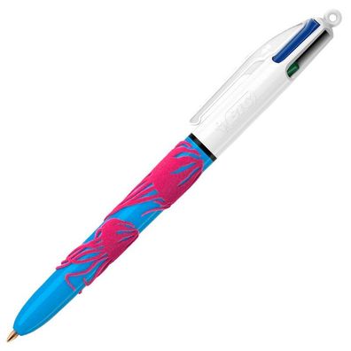BIC 9672771 4-Farben-Kugelschreiber Velours mehrfarbig Schreibfarbe farbsortiert, 1 S