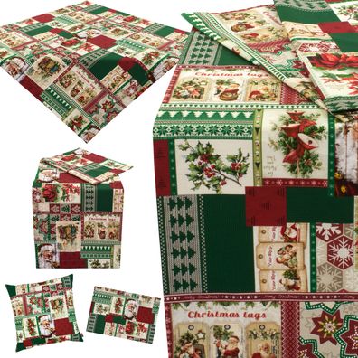 Weihnachten Tischdecke Tischläufer Kissenbezug Platzdeckchen Baumwolle Nostalgie