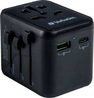 Verbatim 49544 Ladeadapter Universal Travel - UTA-02, Anschlüsse für USB Typ-A/C & St