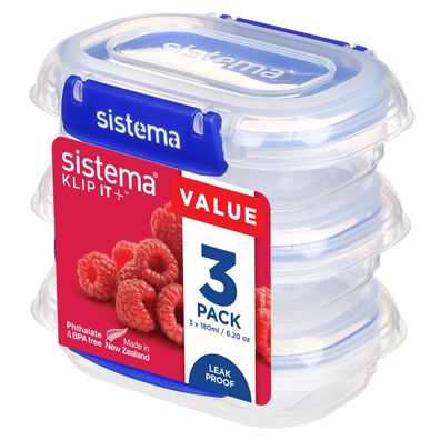 Sistema 881523 Sistema Frischhaltedose KLIP IT PLUS, 180 ml, blau, 3er Set