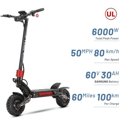 YUME Raptor(NO ABE) Faltbarer E-Scooter 3000W*2 Motor 60V30Ah 11 Zoll Offroad-Reifen