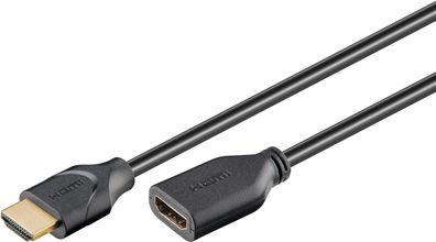 Goobay 61307 Standard High-Speed-HDMI™-Verlängerungskabel mit Ethernet, 1 m, Schwarz