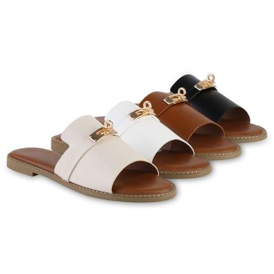 VAN HILL Damen Pantoletten Sandalen Nieten Sommer Mules Frühling Schuhe 841511