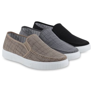 VAN HILL Herren Slip Ons Slippers Bequeme Basic Stoff Freizeit Schuhe 841680