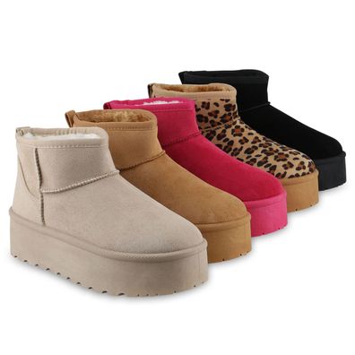 VAN HILL Damen Warm Gefüttert Winter Boots Stiefeletten Profil-Sohle Schuhe 841471