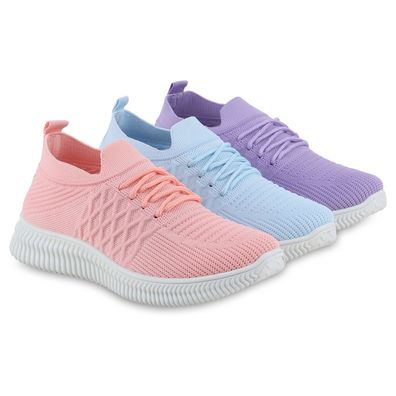 VAN HILL Damen Laufschuhe Sportschuhe Sportliche Strick Profil-Sohle Schuhe 841675