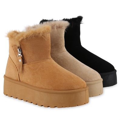 VAN HILL Damen Warm Gefütterte Winter Boots Stiefeletten Bequeme Schuhe 841493