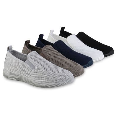 VAN HILL Damen Slip Ons Sportschuhe Sportliche Strick Freizeit Schuhe 841611