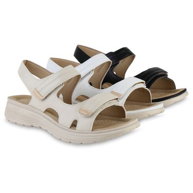 VAN HILL Damen Komfort Sandalen Bequeme Cut-outs Profil-Sohle Schuhe 841626