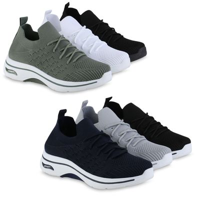 VAN HILL Damen Laufschuhe Sportschuhe Schnürer Sportliche Strick Schuhe 841618