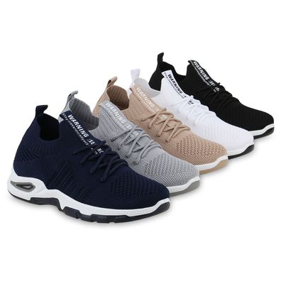 VAN HILL Damen Laufschuhe Sportschuhe Sportliche Strick Profil-Sohle Schuhe 841672