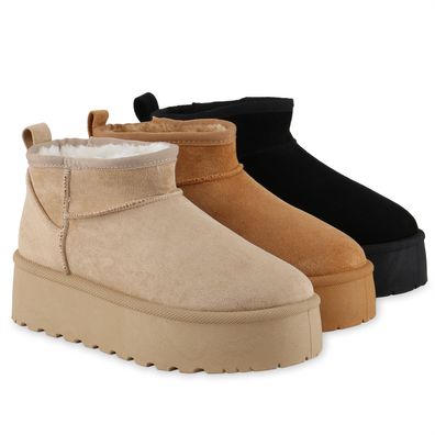 VAN HILL Damen Warm Gefütterte Winter Boots Stiefeletten Bequeme Schuhe 841492