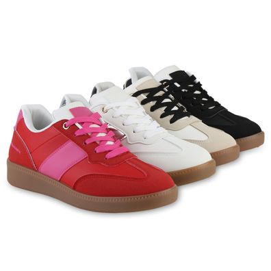 VAN HILL Damen Sneaker Low Schnürer Bequeme Freizeit Basic Schnür-Schuhe 841516